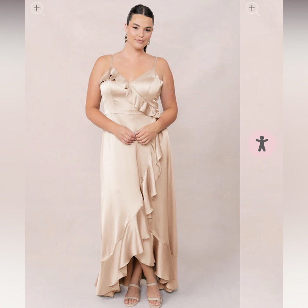 Revelry Paloma Satin Dress in Champagne